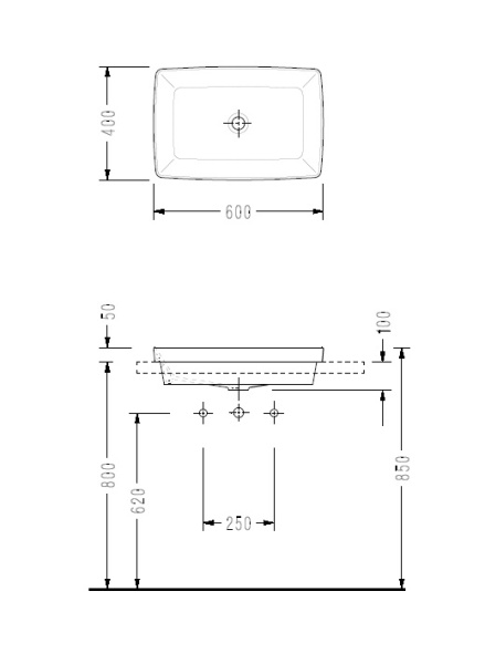Раковина накладная (60х40) Serel Rita RT34