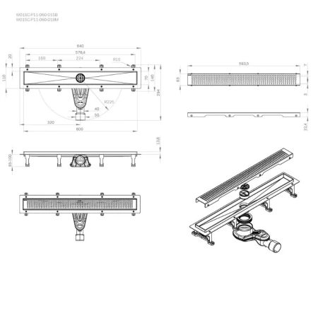 Душевой лоток 60 см Am.Pm MasterFlow W01SC-P11-060-01SB хром матовый