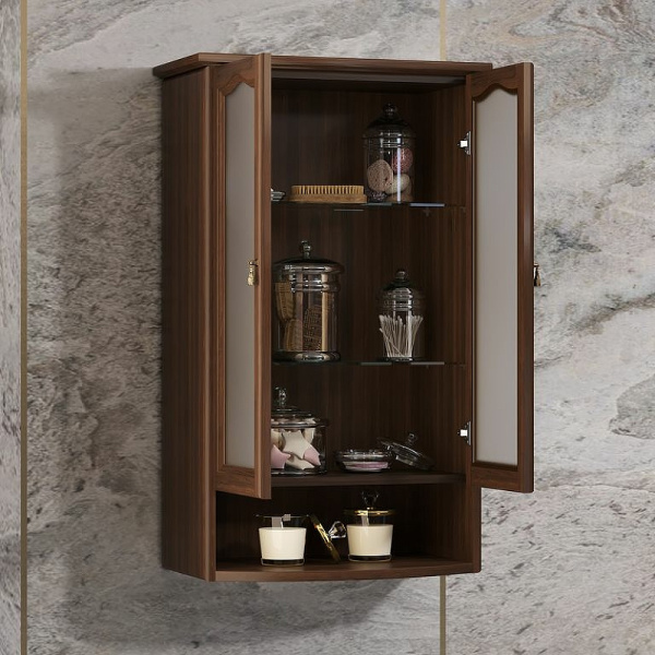 Шкаф Opadiris Риспекто подвесной, двухстворчатый, цвет орех антикварный, с матовым стеклом 00-00006076