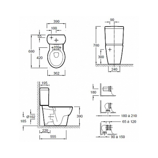 Унитаз напольный Jacob Delafon Ove 19974W-00+E1558-00