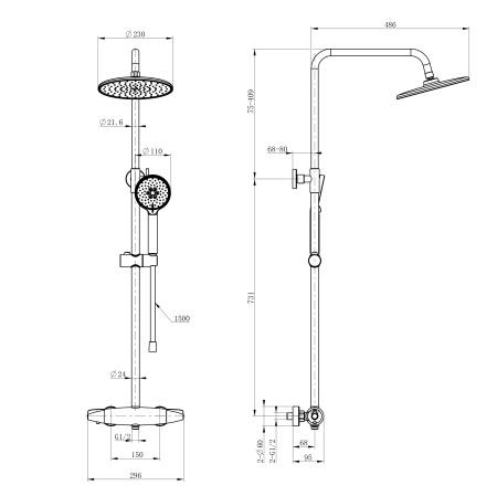 Душевая система с термостатом WONZON & WOGHAND CAPSULE, хром WW-B3031-A-CR