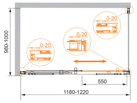 Душевой уголок (120х100) CEZARES PREMIER-SOFT PREMIER-SOFT-W-AH-1-120/100-C-Cr-IV