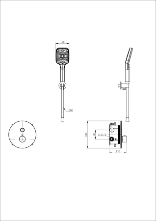 Смеситель для душа с термостатом встраиваемый WONZON & WOGHAND, хром WW-D1017-A-CR