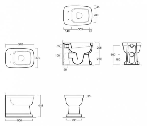 Унитаз приставной Simas Evolution EVO01bi