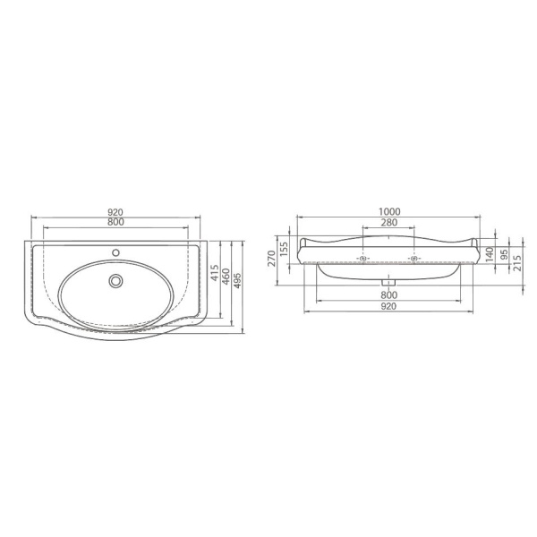 Умывальник мебельный Opadiris CeraStyle Виктория 100 030400-u-01 белая