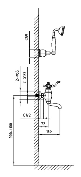 Смесители для ванны и душа Timo Lina 7034/02Y antique