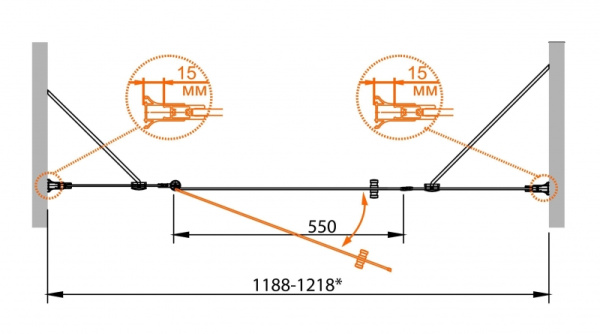 Душевая дверь в нишу Cezares ROYAL PALACE-A-B-13-30+60/40-CP-Cr