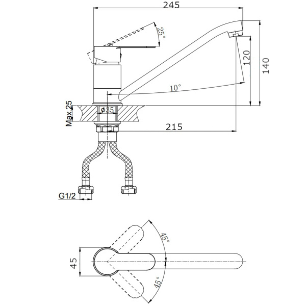 Смеситель для кухни RUSH Tenerife TE2835-26