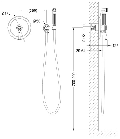 Смеситель встроенный с гигиеническим душем Timo Arisa 5309/02SM антик