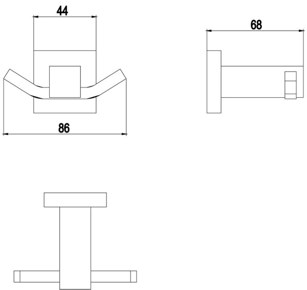 Крючок двойной Timo Selene 17012/17 золото матовое