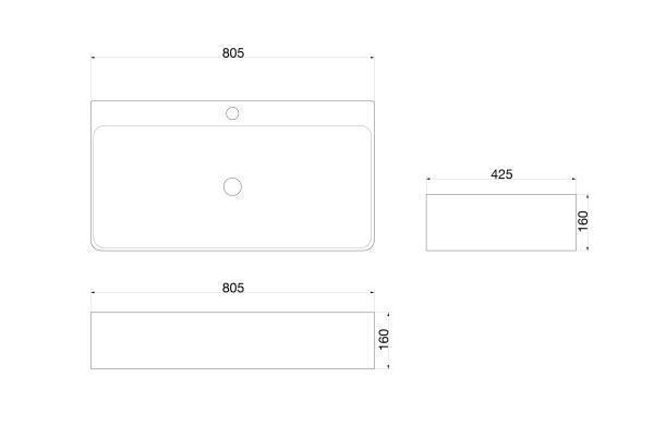Раковина накладная (80,5х42,5) SantiLine SL-1080