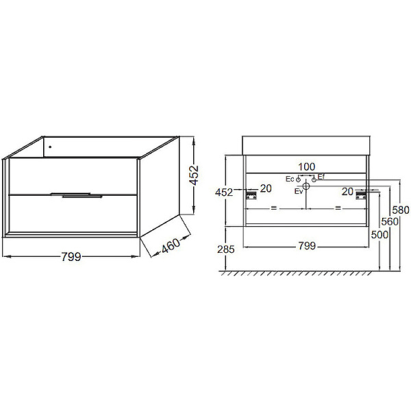 Тумба под раковину Jacob Delafon Vivienne 80 EB1584-E52-F30