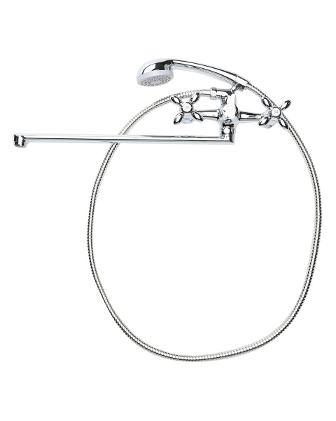 Смеситель для ванны двухвентильный универсальный с душевым набором Agger Retro A1921100 хром