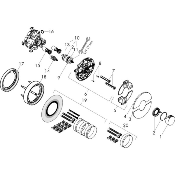 Термостат для душа с регулировкой напора Hansgrohe ShowerSelect Comfort S 15559700 белый матовый