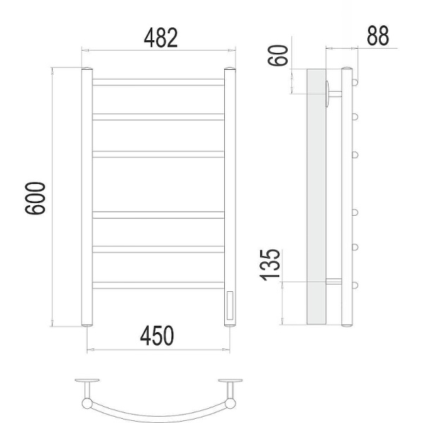 Полотенцесушитель электрический (45х60) П6 Terminus Классик 4670078527561 белый