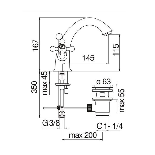 Смеситель для раковины Nobili Grazia GRC5118/6GDP