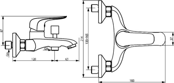 Смеситель для ванны Damixa RedBlu Palace Evo 2 391000000