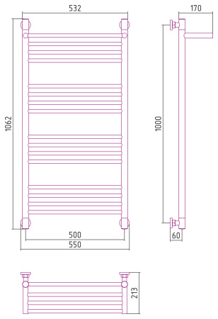 Полотенцесушитель Водяной Сунержа Богема с полкой + (100х50) Золото 03-0223-1050
