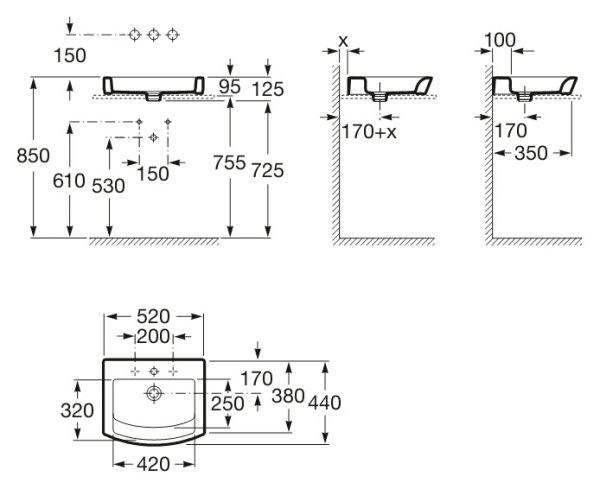 Раковина накладная (52x44) Roca Hall 327882000