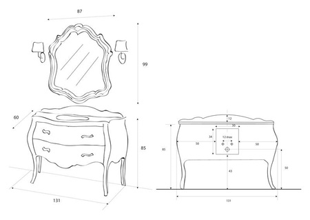 Столешница Cezares Carlotta Classico CARL04.M1