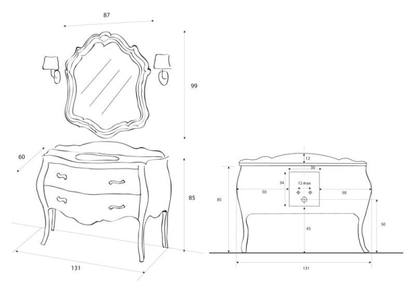Столешница Cezares Carlotta Classico CARL04.M1