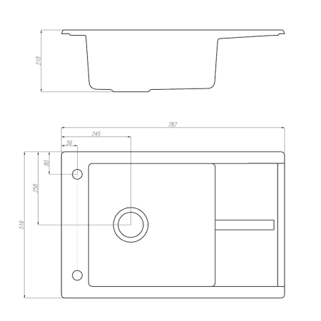 Кухонная мойка Aquaton Делия 78 1A715132DE230 серый