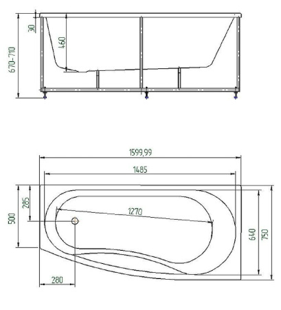 Акриловая ванна Aquatek Пандора 160x75 PAN160-0000039 правая