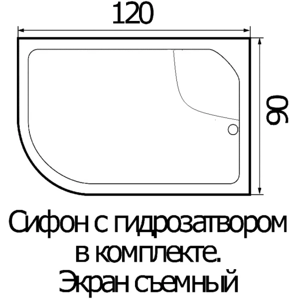 Акриловый душевой поддон (120х90) Wemor 10000001764 правая