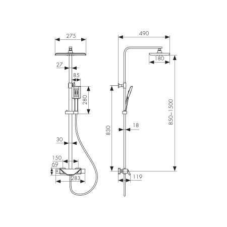 Душевая система KAISER с термостатом Quadris (25182-2)