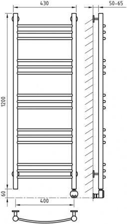 Электрический полотенцесушитель ArtofSpace ARTICO EAAO4001200BRONZERP