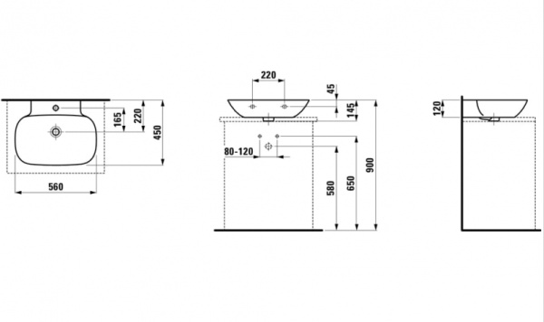 Раковина накладная Laufen Ino 8.1630.2.000.104.1