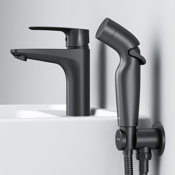 Смеситель для раковины с гигиеническим душем Am.Pm Gem F90A03022 Смеситель для раковины с гигиеническим душем Am.Pm Gem F90A03022