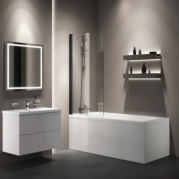 Шторка для ванны (140х80) Am.Pm Gem W90BS-D080-140BT черный