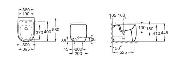 Биде приставное Roca Beyond 3570B8000