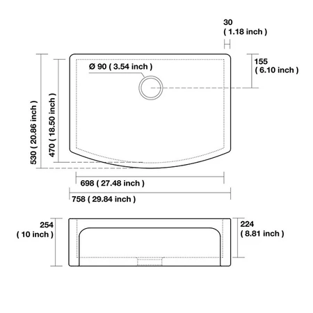 Кухонная мойка (75,8х53) Kerasan Hannah Devon 544101 белая