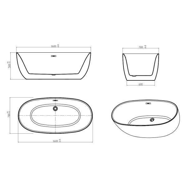 Ванна акриловая (160х80) Vincea VBT-206