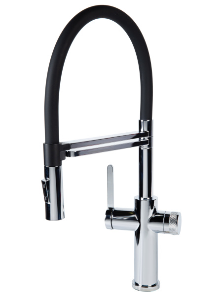 Смеситель для кухни однорычажный с каналом для питьевой воды и гибким изливом Agger Elegant A3252500 хром глянцевый