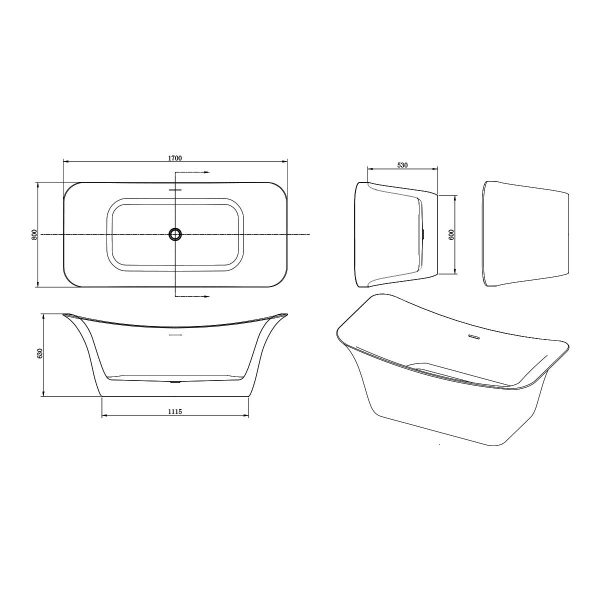 Ванна акриловая (170х80) Vincea VBT-208