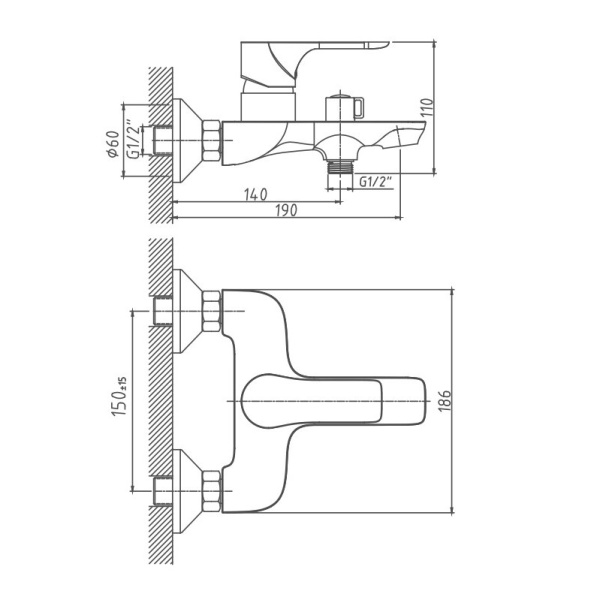 Смеситель для ванны Cron CN61172 Смеситель для ванны Cron CN61172