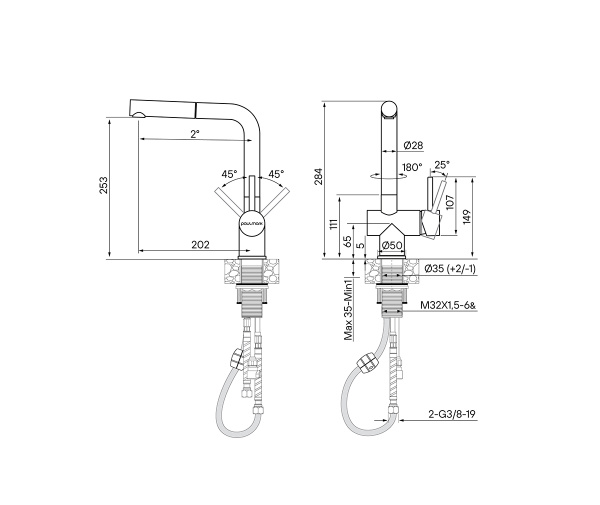 Смеситель для кухни Paulmark Dosse Do214418-GM