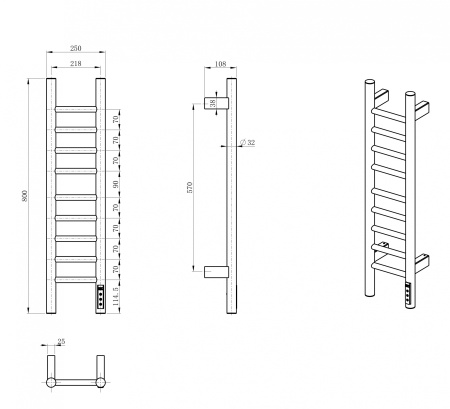 Полотенцесушитель электрический WONZON & WOGHAND BONN, темный графит WW-AL4092-GM
