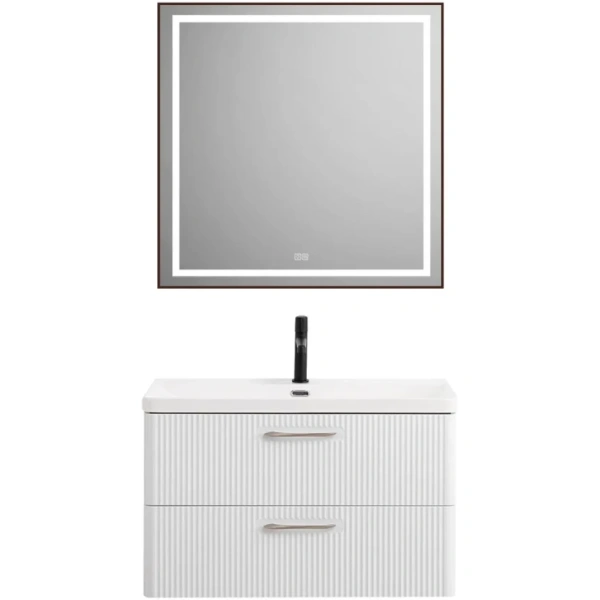 Тумба под раковину BelBagno Due DUE-800-2C-SO-BM-P без ручек, белый металлик