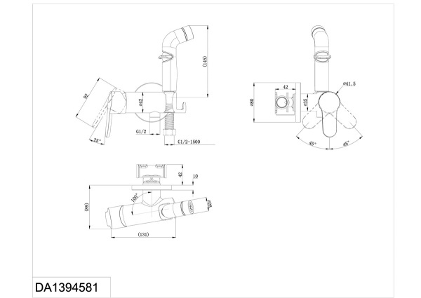 Смеситель для душа D&K Rhein.Marx с гигиеническим душем встраиваемый (DA1394581)