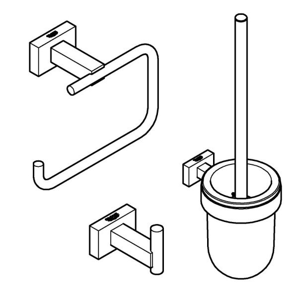 Набор аксессуаров GROHE Essentials Cube (3 предмета) 40757 001 (40757001) хром  Набор аксессуаров GROHE Essentials Cube (3 предмета) 40757 001 (40757001) хром