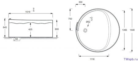 Ванна из искусственного камня Jacob Delafon AFFETTO 150 C1809K-00