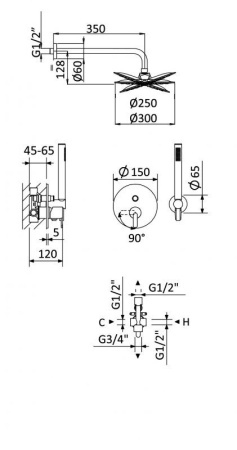 Душевой комплект Cezares LEAF LEAF-DSIS-30-01