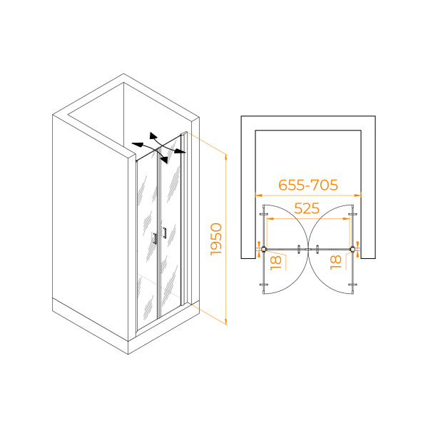 Душевая дверь 70 см RGW Passage PA-104 060810407-14 прозрачное