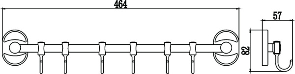 Планка с крючками 6 крючков Savol 70 S-008206