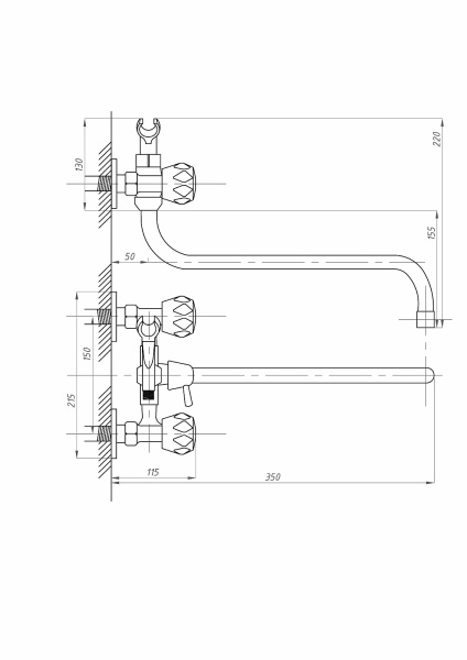 Смеситель для ванны ПСМ-Профсан СТАНДАРТ-Б PSM-150-65