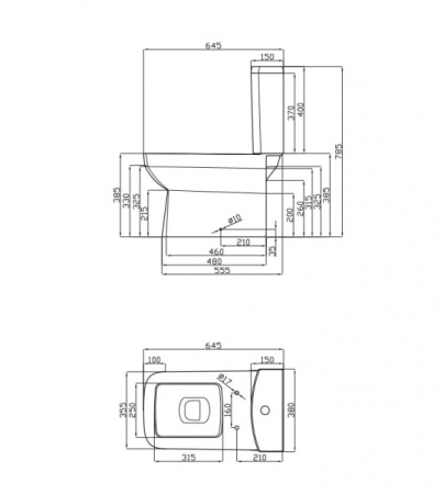 Унитаз-компакт Della Quattro Wood Версаче (черный) DE51109002411